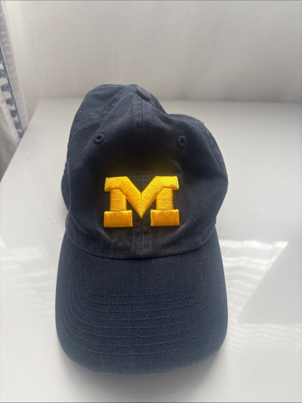 Navy Women's University of Michigan Baseball Cap with Gold Embroidered 'M